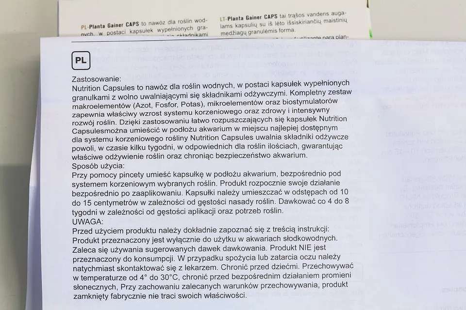 Kapsułki dla roślin akwariowych - instrukcja - Tropica